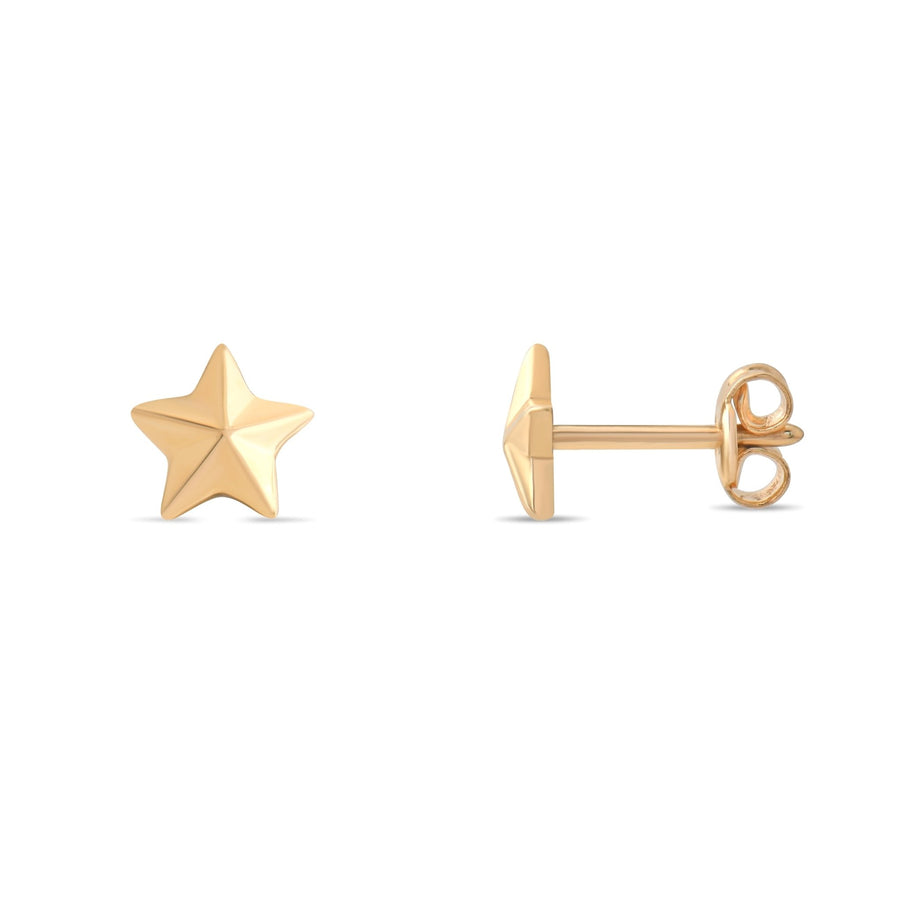 14ct Gold Star Stud Earrings | Dainty Celestial Earrings | Kolié - Kolié Fine Jewellery
