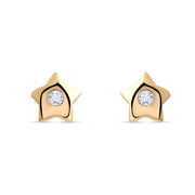 14ct Gold Star Stud Earrings | Dainty CZ Shooting Star Studs | Kolié - Kolié Fine Jewellery
