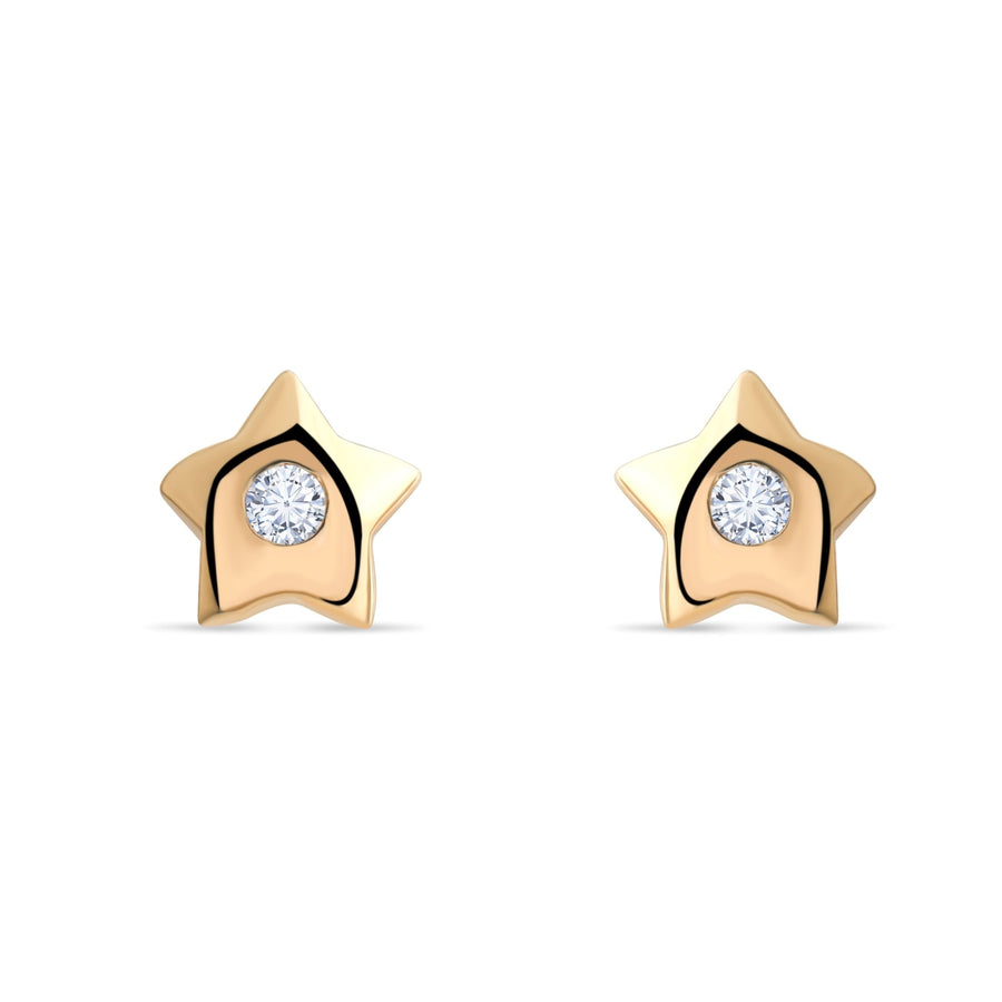 14ct Gold Star Stud Earrings | Dainty CZ Shooting Star Studs | Kolié - Kolié Fine Jewellery