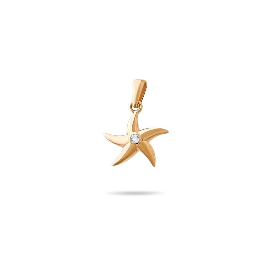 14ct Gold Starfish Pendant with Cubic Zirconia – Nautical Jewellery - Pendant Only - Kolié