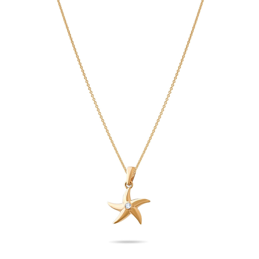 14ct Gold Starfish Pendant with Cubic Zirconia – Nautical Jewellery - Pendant Only - Kolié