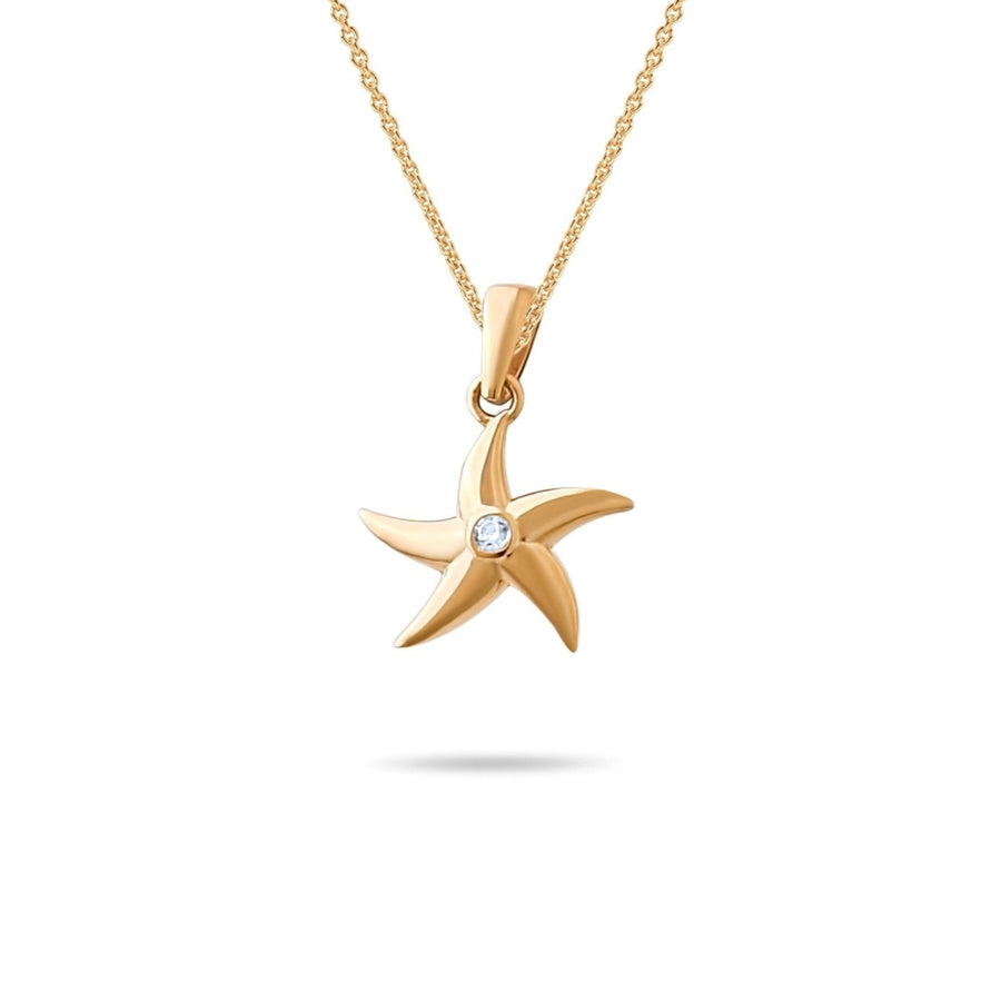14ct Gold Starfish Pendant with Cubic Zirconia – Nautical Jewellery - Pendant Only - Kolié