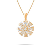 14ct Gold Sunburst Pendant Necklace, Bold Cubic Zirconia Charm, Hallmarked Gold Statement Pendant Only - Kolié