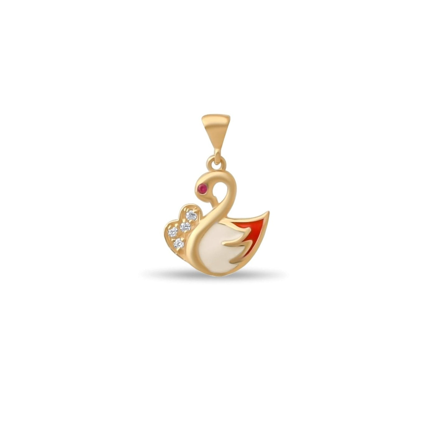 14ct Gold Swan Pendant for Girls | Enamel & Cubic Zirconia | Elegant Jewellery | Pendant Only - Kolié