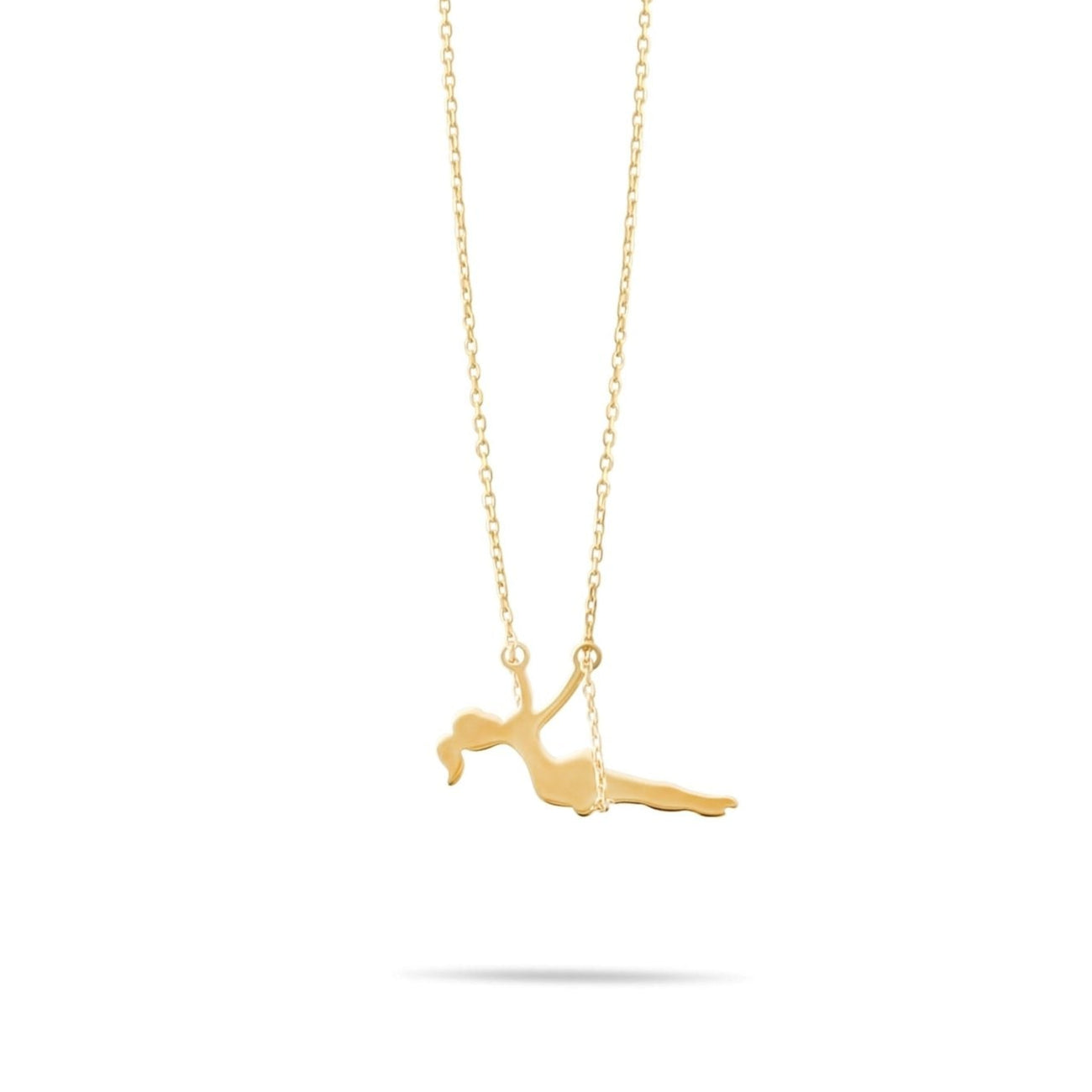 14ct Gold Swinging Girl Necklace | Delicate Gold Pendant for Girls, Children, and Women | Chain Included - Kolié