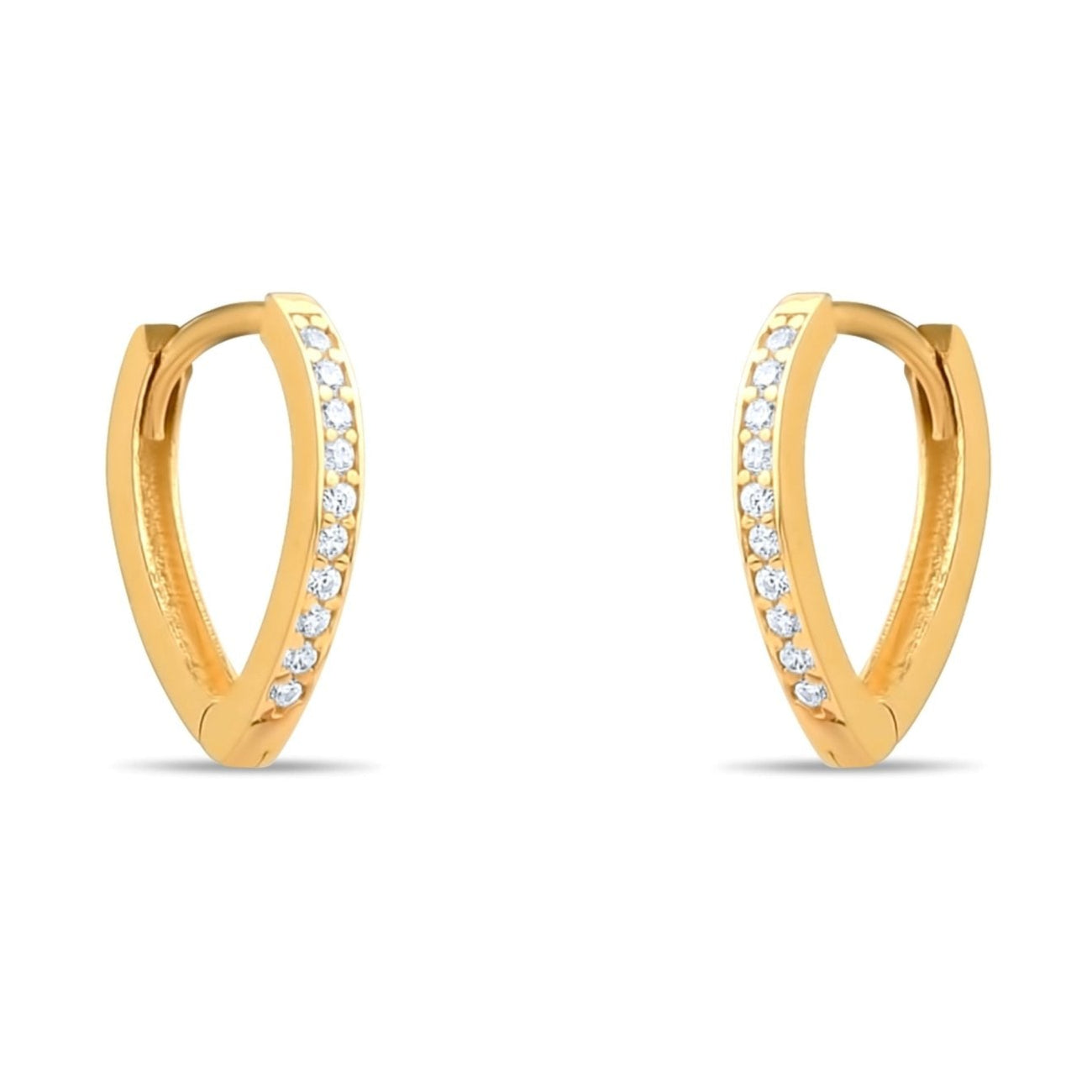 14ct Gold Teardrop Hoop Earrings with Cubic Zirconia | Elegant Minimalist Earrings for Women - Kolié