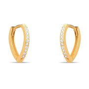 14ct Gold Teardrop Hoop Earrings with Cubic Zirconia | Elegant Minimalist Earrings for Women - Kolié