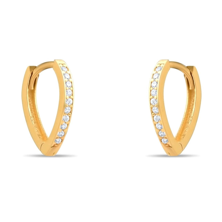 14ct Gold Teardrop Hoop Earrings with Cubic Zirconia | Elegant Minimalist Earrings for Women - Kolié