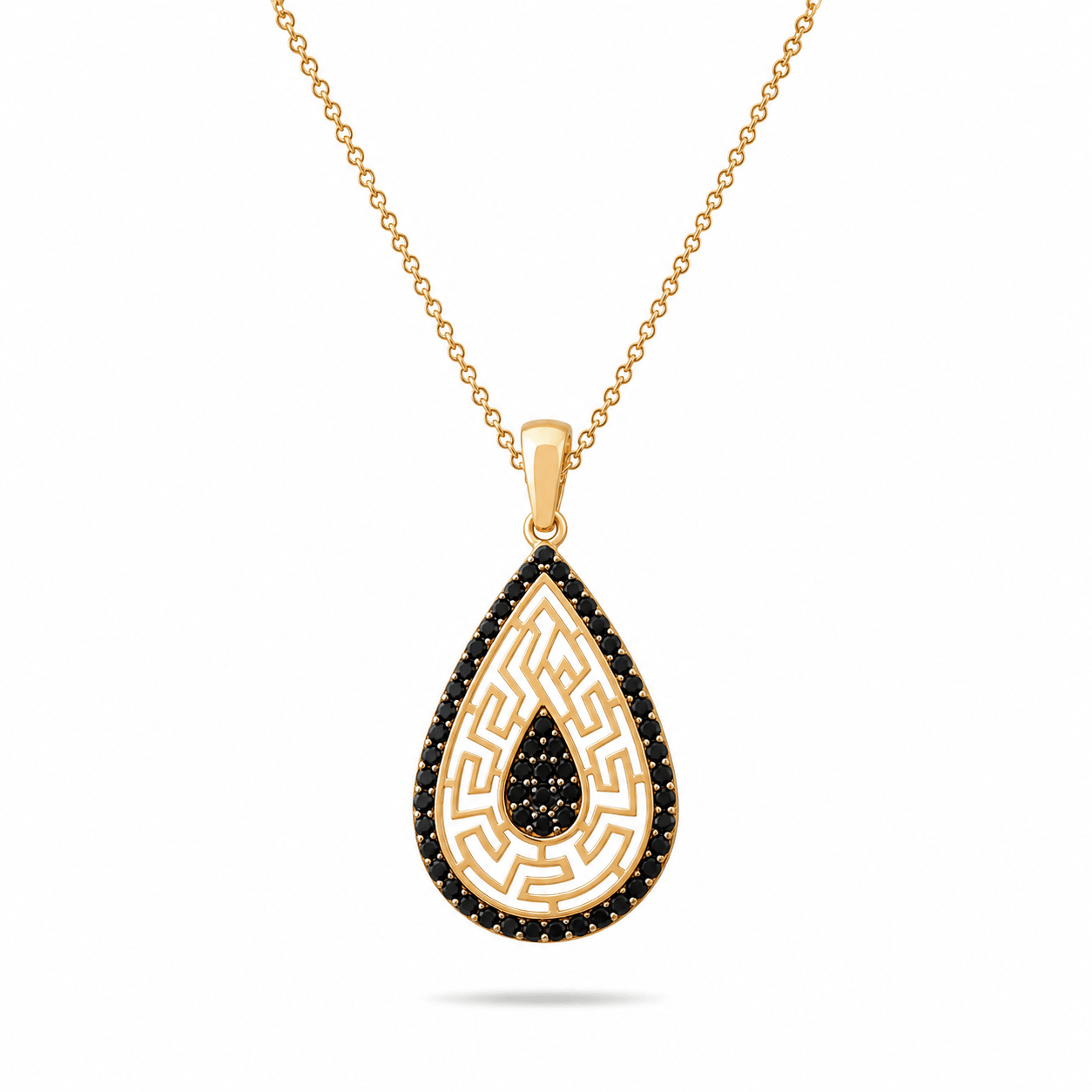 14ct Gold Teardrop Maze Pendant - Pendant Only - Kolié Fine Jewellery