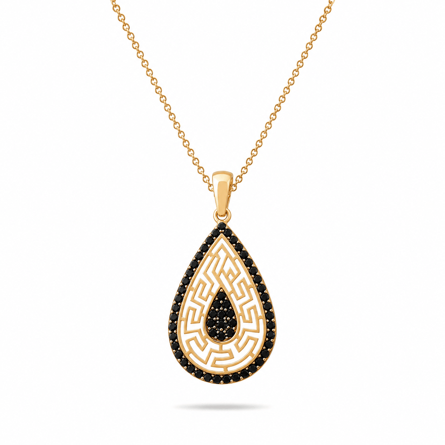 14ct Gold Teardrop Maze Pendant - Pendant Only - Kolié Fine Jewellery