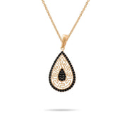 14ct Gold Teardrop Pendant, Black Cubic Zirconia Maze Design, Hallmarked Gold Statement Necklace - Pendant Only - Kolié
