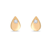 14ct Gold Teardrop Stud Earrings | Dainty Cubic Zirconia Droplet Studs | Kolié - Kolié Fine Jewellery