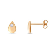 14ct Gold Teardrop Stud Earrings | Dainty Cubic Zirconia Droplet Studs | Kolié - Kolié Fine Jewellery