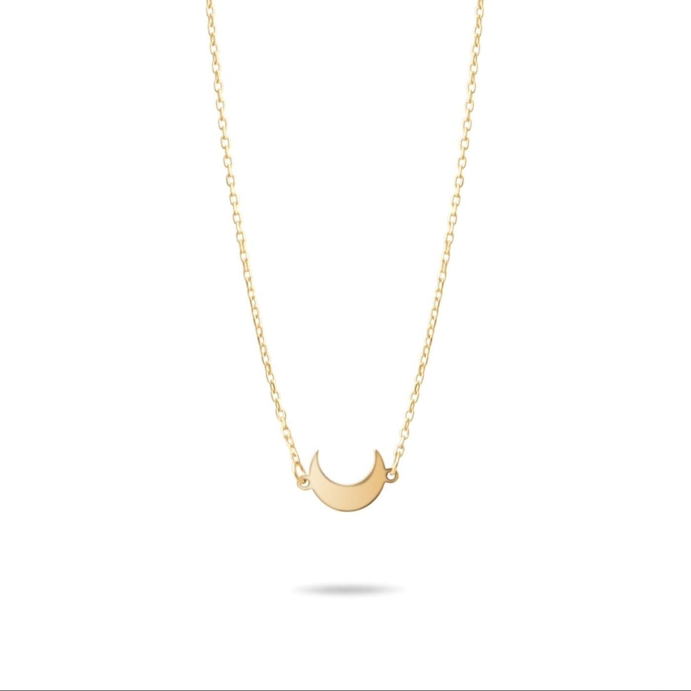 14ct Gold Tiny Crescent Moon Necklace | Minimalist Gold Pendant for Women | Chain Included - Kolié