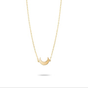 14ct Gold Tiny Crescent Moon Necklace | Minimalist Gold Pendant for Women | Chain Included - Kolié