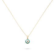 14ct Gold Tiny Evil Eye Pendant - Dainty Good Luck Pendant - Kolié Fine Jewellery