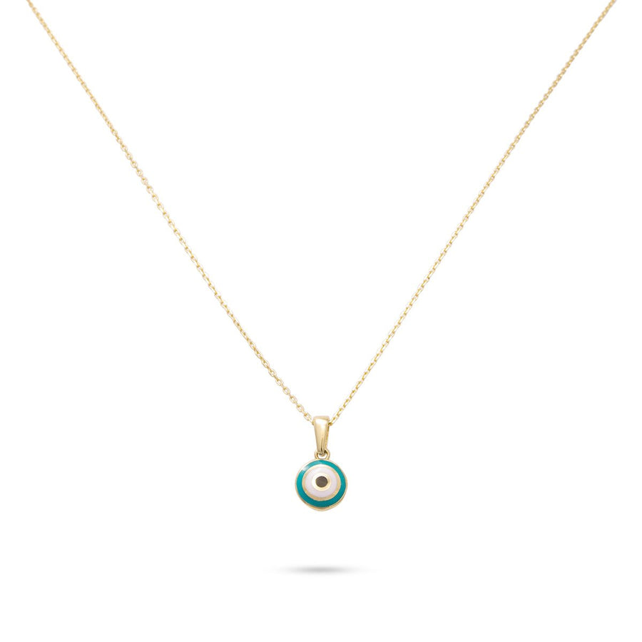 14ct Gold Tiny Evil Eye Pendant - Dainty Good Luck Pendant - Kolié Fine Jewellery