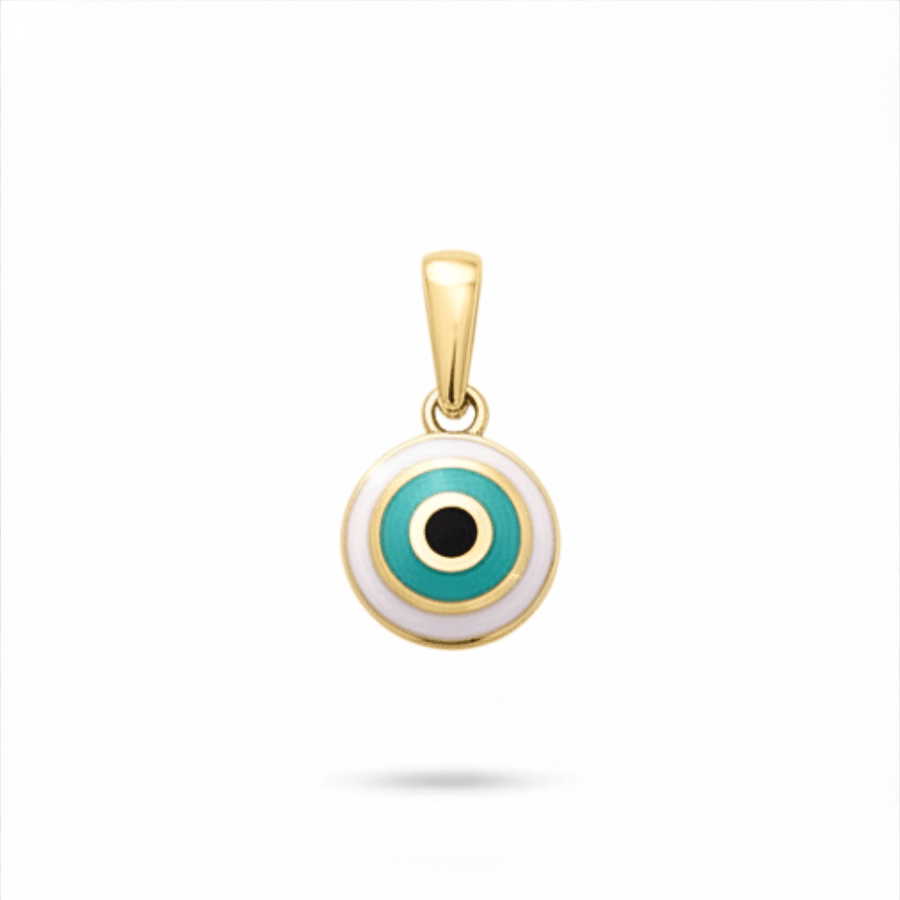 14ct Gold Tiny Evil Eye Pendant - Dainty Good Luck Pendant - Kolié Fine Jewellery