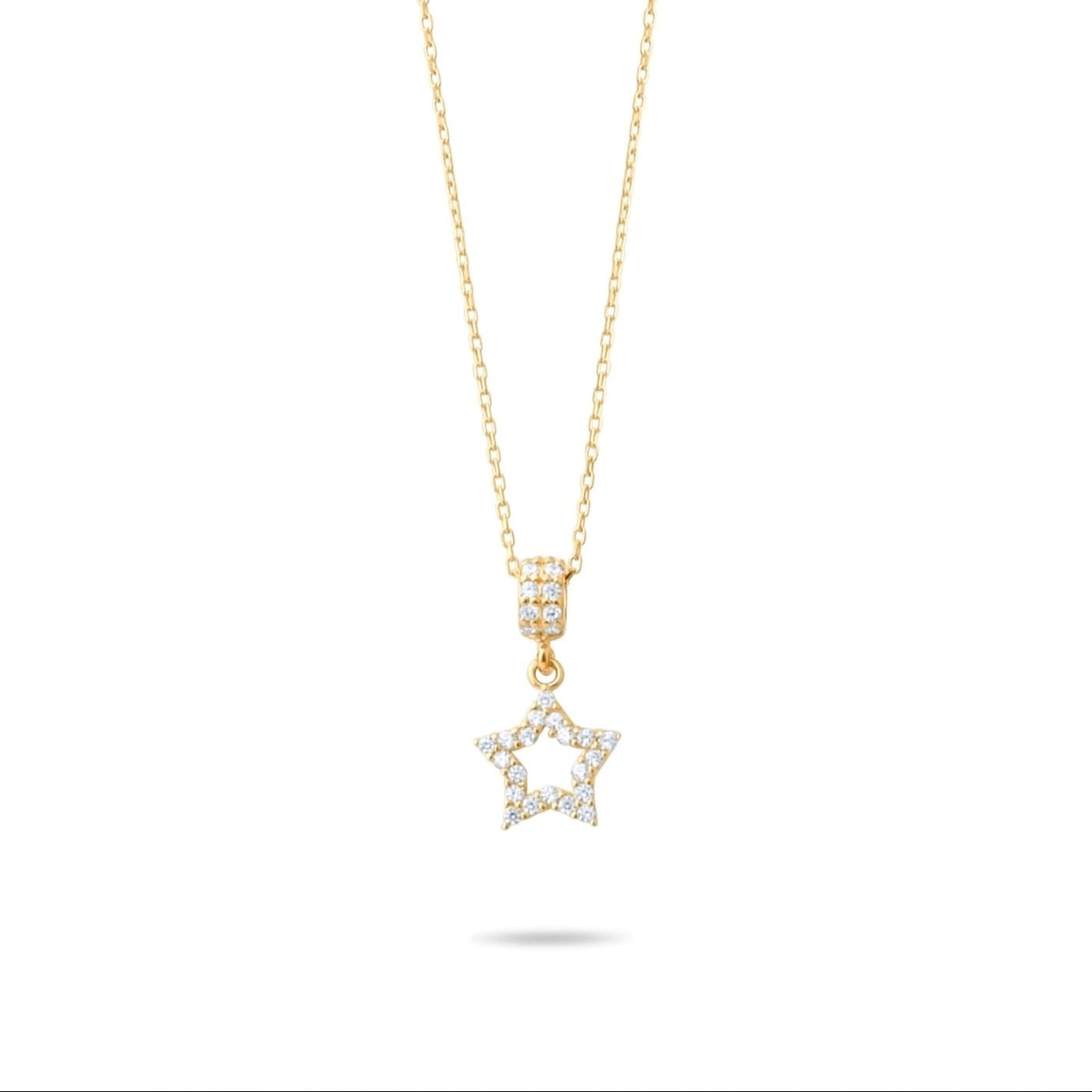 14ct Gold Tiny Star Necklace with Cubic Zirconia | Dazzling Gold Pendant for Women and Teens | Chain Included - Kolié