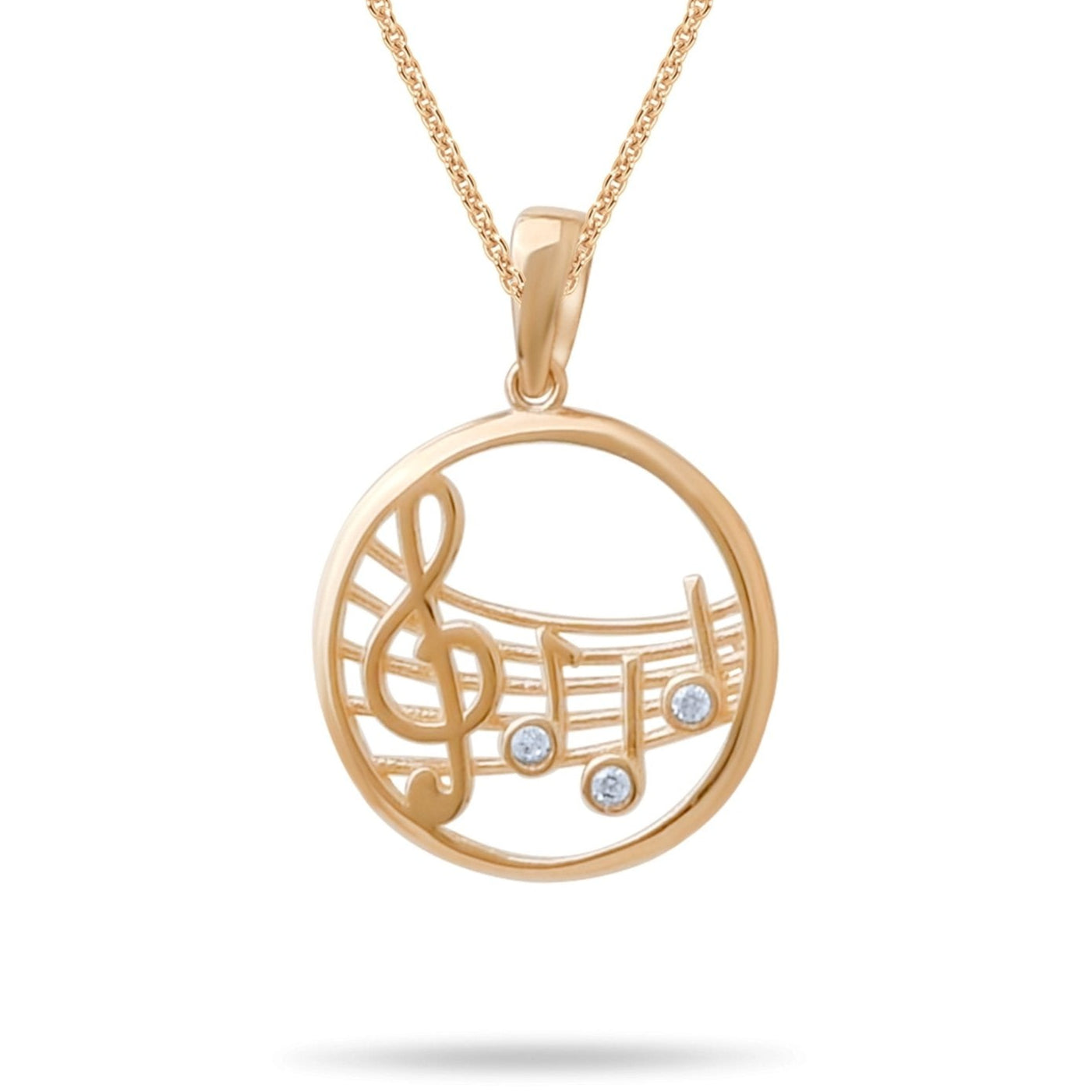 14ct Gold Treble Clef Pendant with Cubic Zirconia – Perfect Gift for Music Lovers - Pendant Only - Kolié
