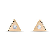 14ct Gold Triangle Stud Earrings | Dainty Cubic Zirconia Earrings | Kolié - Kolié Fine Jewellery