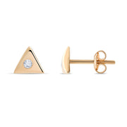 14ct Gold Triangle Stud Earrings | Dainty Cubic Zirconia Earrings | Kolié - Kolié Fine Jewellery