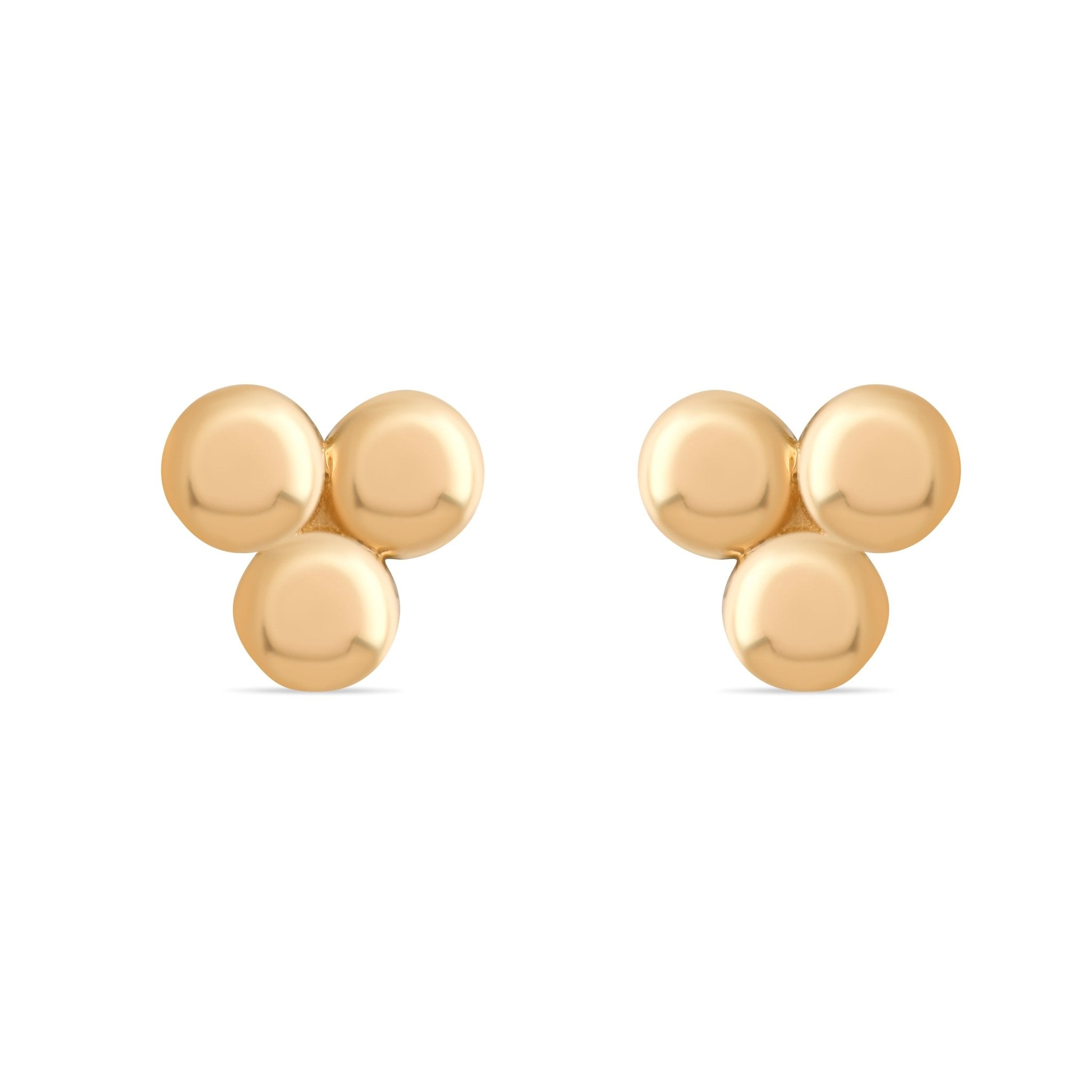 14ct Gold Trio Stud Earrings | Bubble Cluster Studs | Kolié - Kolié Fine Jewellery