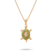 14ct Gold Turtle Pendant, Green and Yellow Cubic Zirconia Necklace, Ocean - Inspired Jewellery, Pendant Only - Kolié