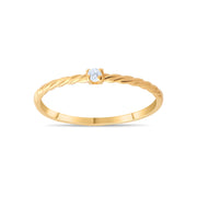14ct Gold Twist Solitaire Ring with CZ – Size M - Kolié Fine Jewellery