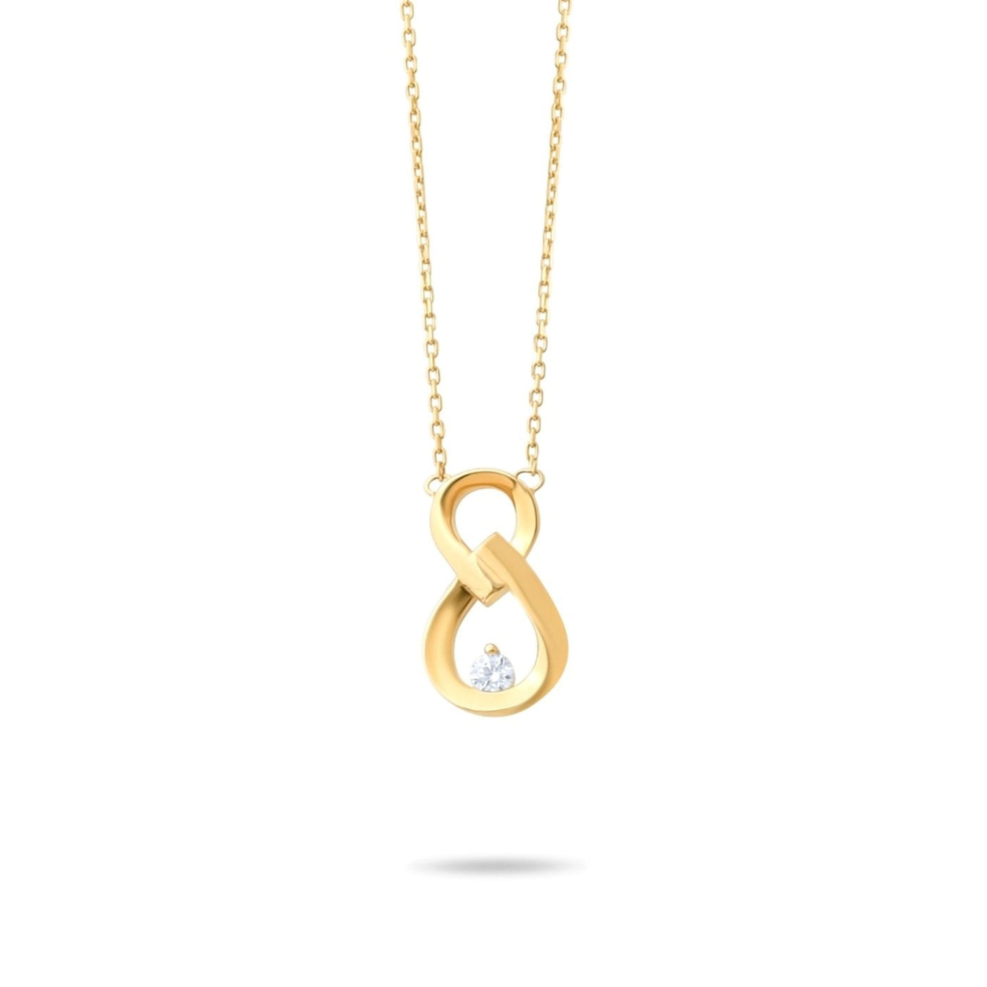 14ct Gold Vertical Infinity Necklace with Cubic Zirconia | Elegant Gold Pendant for Women - Kolié