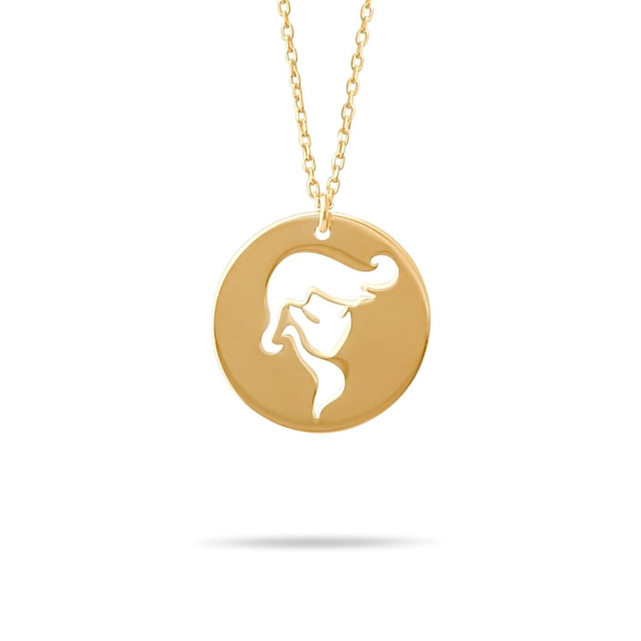 14ct Gold Virgo Zodiac Pendant Necklace with Chain | Astrology Birthday Jewellery for Women & Teens | Hallmarked Gift - Kolié