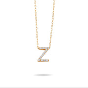 14ct Gold Z Initial Necklace, Cubic Zirconia Personalised Pendant, Alphabet Letter Jewellery, Hallmarked - Kolié