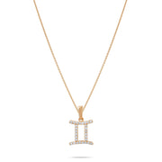 14ct Gold Zodiac Pendant Necklace, Dainty Cubic Zirconia Horoscope Charm, Astrology Jewellery Gift - Pendant Only - Kolié