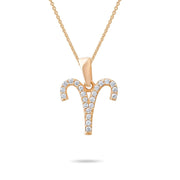 14ct Gold Zodiac Pendant Necklace, Dainty Cubic Zirconia Horoscope Charm, Astrology Jewellery Gift - Pendant Only - Kolié