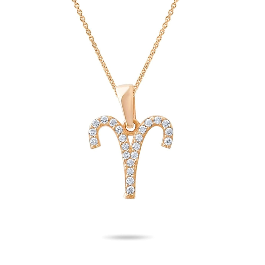 14ct Gold Zodiac Pendant Necklace, Dainty Cubic Zirconia Horoscope Charm, Astrology Jewellery Gift - Pendant Only - Kolié
