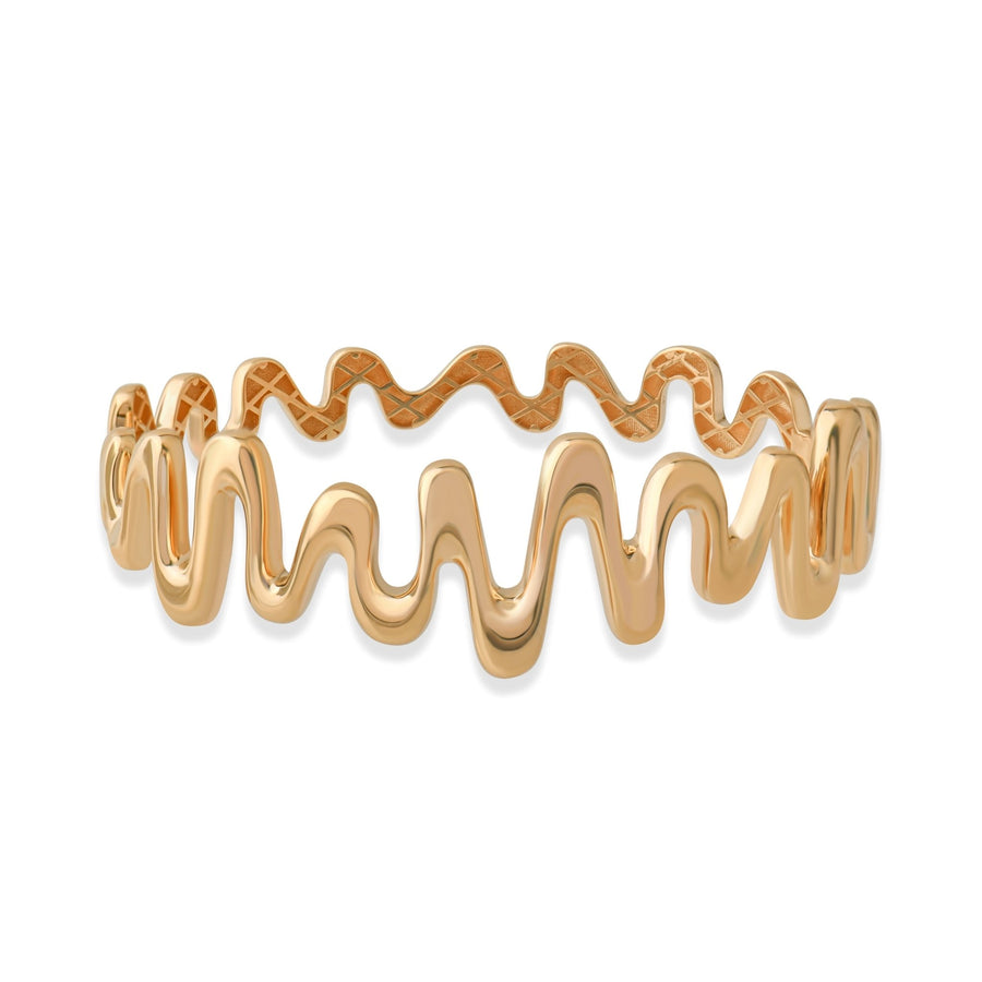 14ct Solid Gold Bangle Bracelet - Zigzag Gold Cuff - Kolié Fine Jewellery