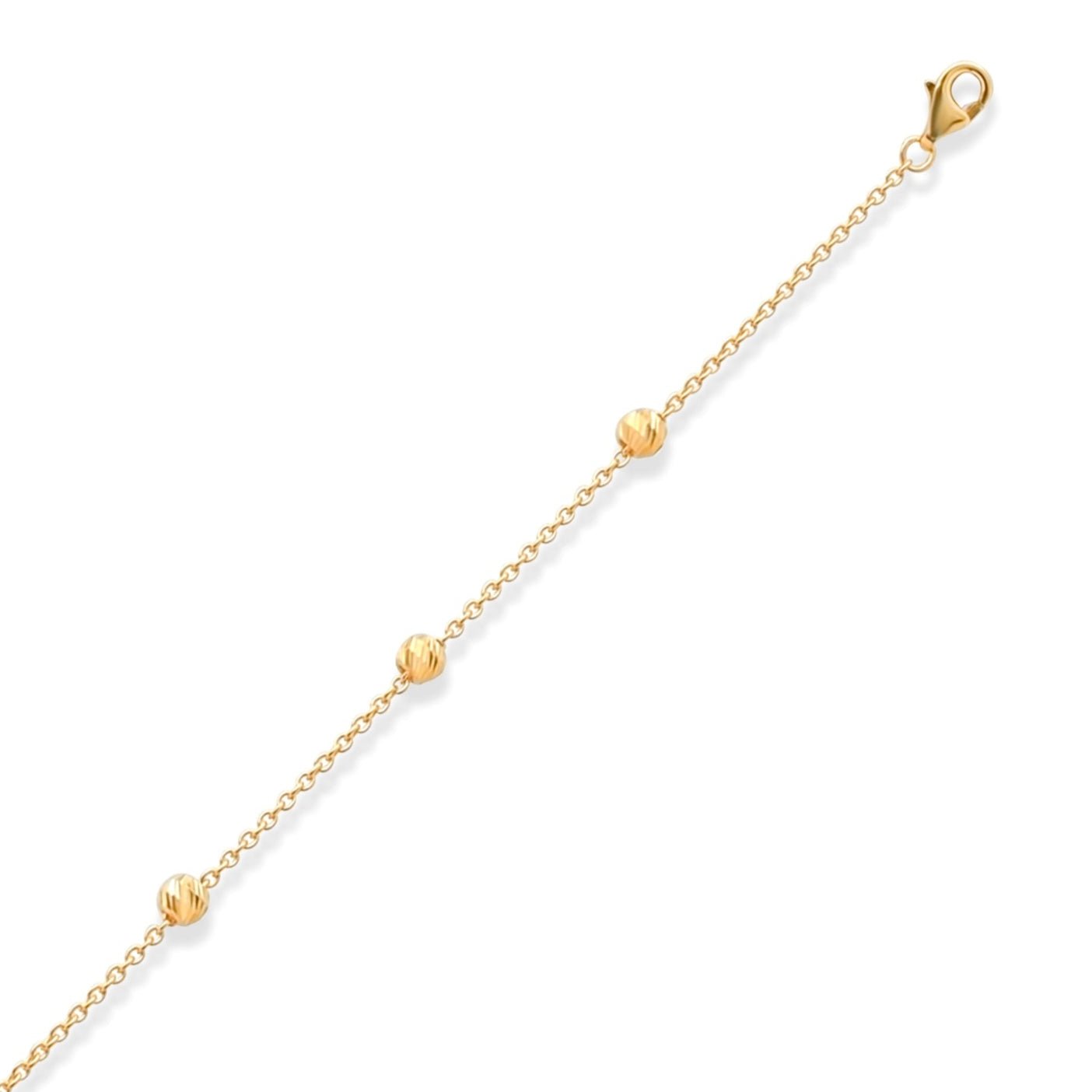 14ct Solid Gold Beaded Satellite Chain Bracelet - Kolié Fine Jewellery