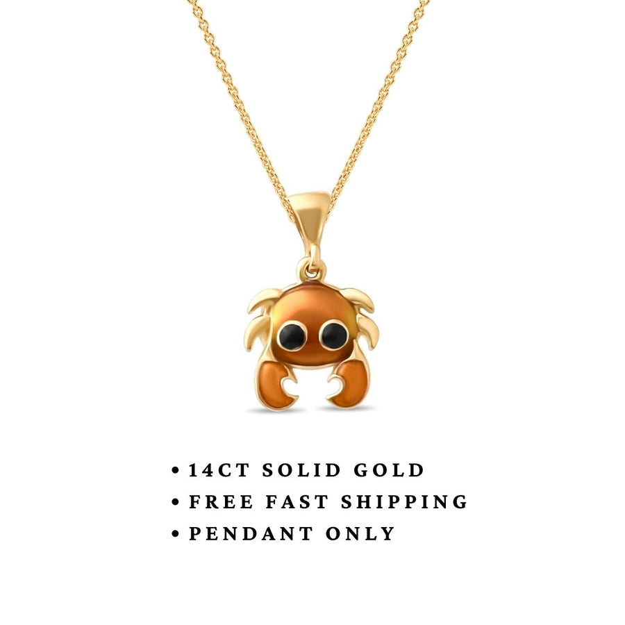 14ct Solid Gold Crab Pendant Necklace - Pendant Only - Kolié Fine Jewellery