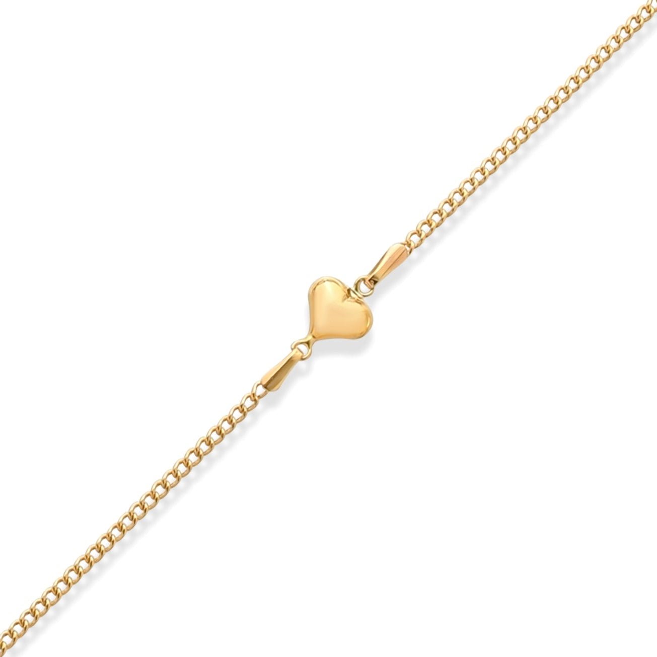 14ct Solid Gold Heart Charm Bracelet - Kolié Fine Jewellery