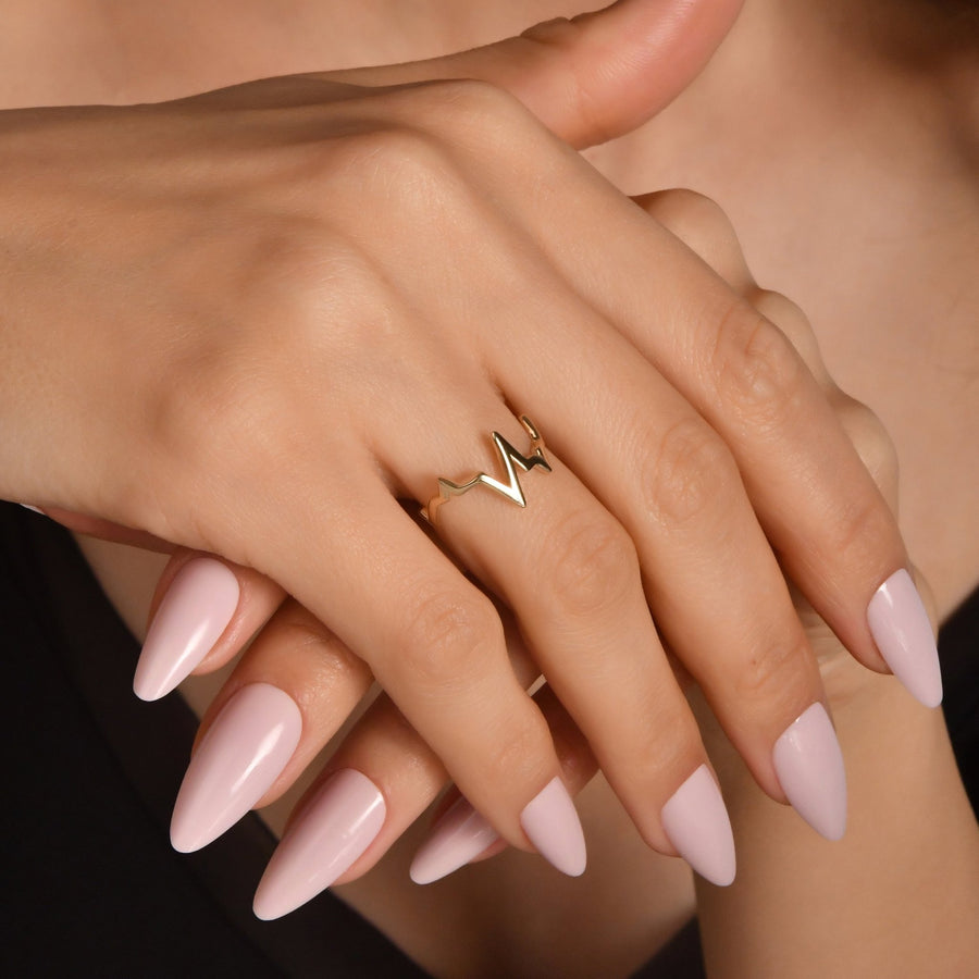 14ct Solid Gold Heartbeat Ring - Kolié Fine Jewellery