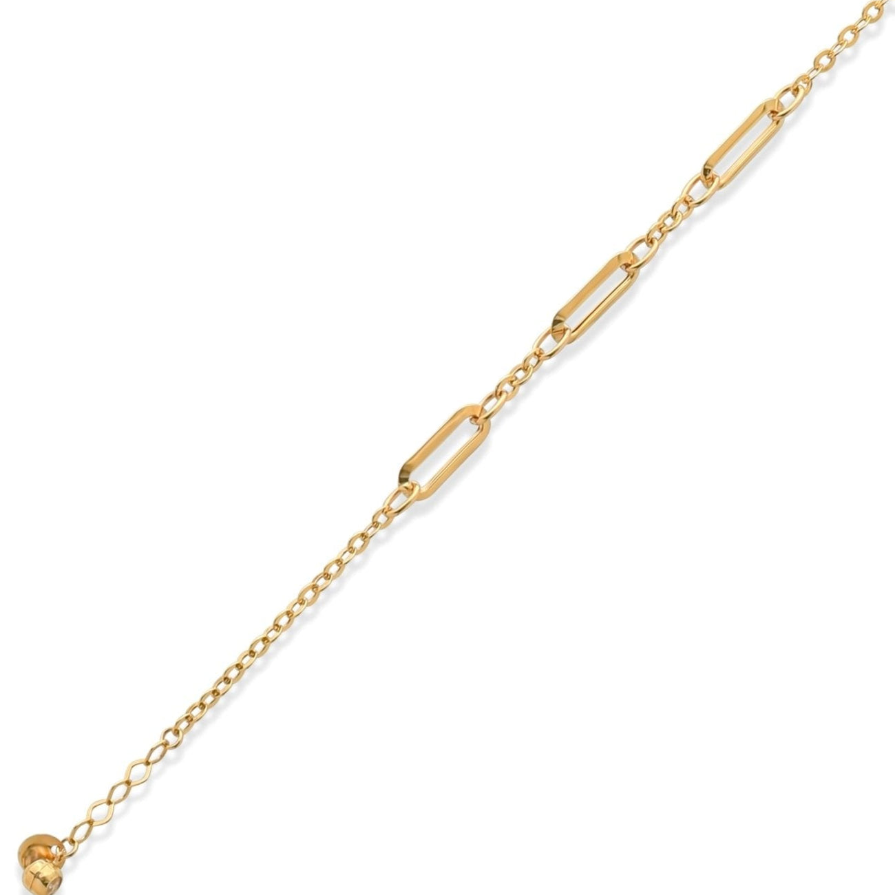 14ct Solid Gold Paperclip Chain Bracelet for Women - Elegant Yellow Gold Design - Kolié