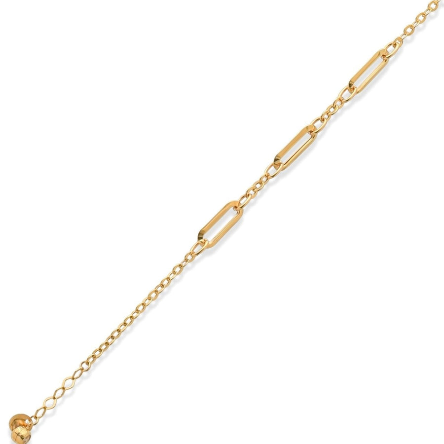 14ct Solid Gold Paperclip Chain Bracelet for Women - Elegant Yellow Gold Design - Kolié