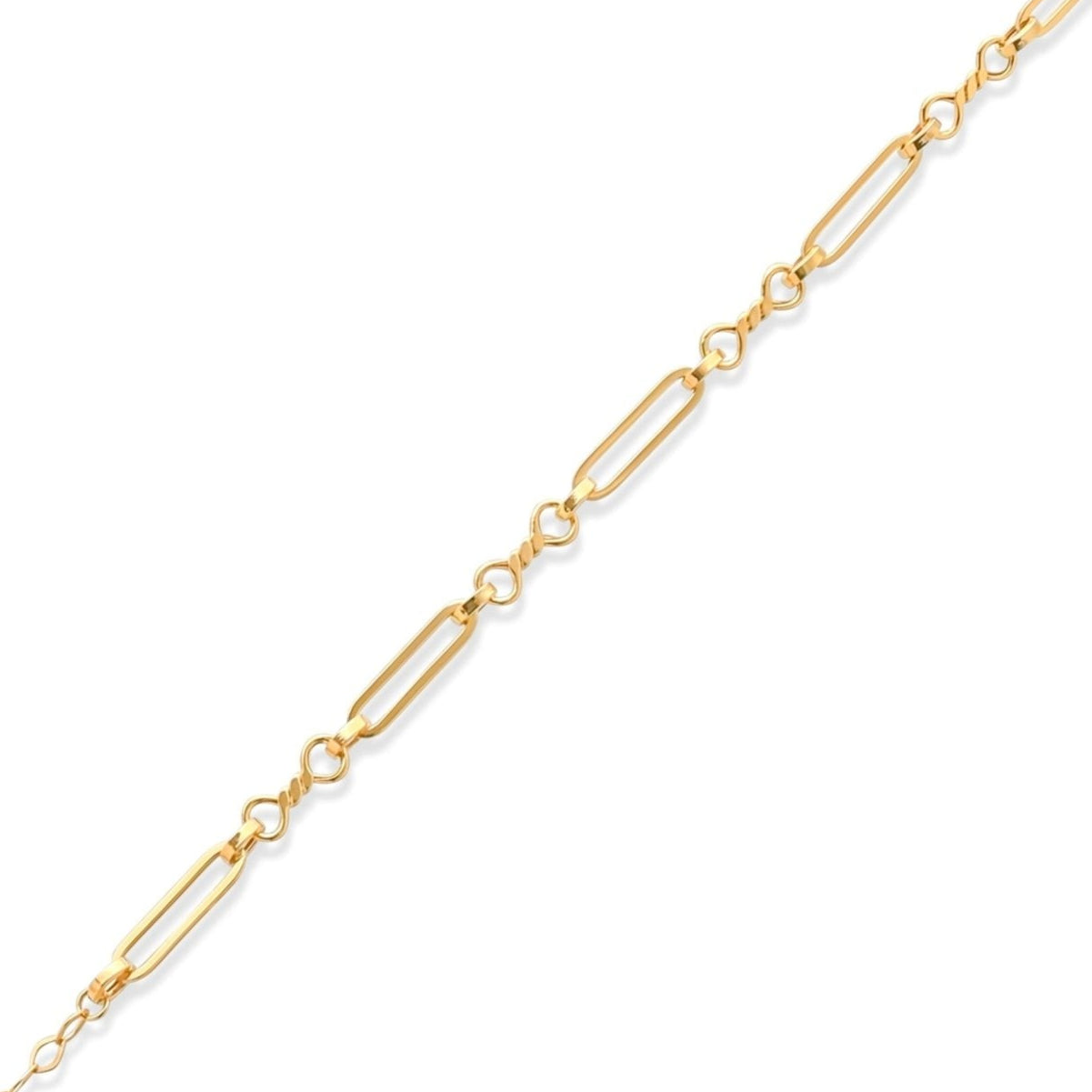 14ct Solid Gold Paperclip Chain Bracelet for Women - Modern Yellow Gold Design - Kolié