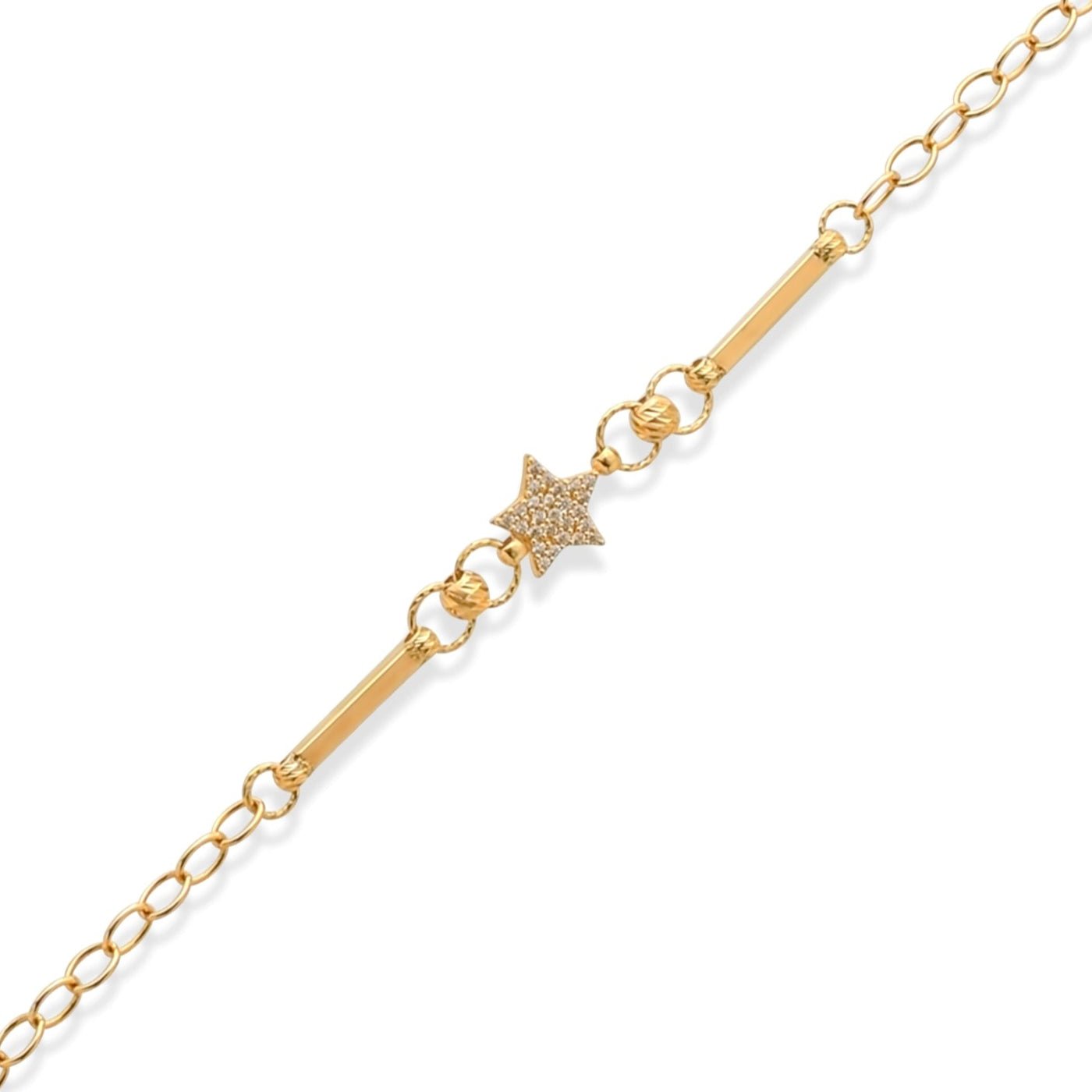 14ct Solid Gold Star Charm Bracelet - Kolié Fine Jewellery