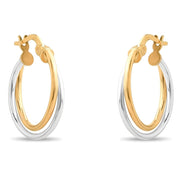 14ct Yellow and White Gold Hoop Earrings for Women | Two - Tone Gold Hoops | Gift for Her - Kolié