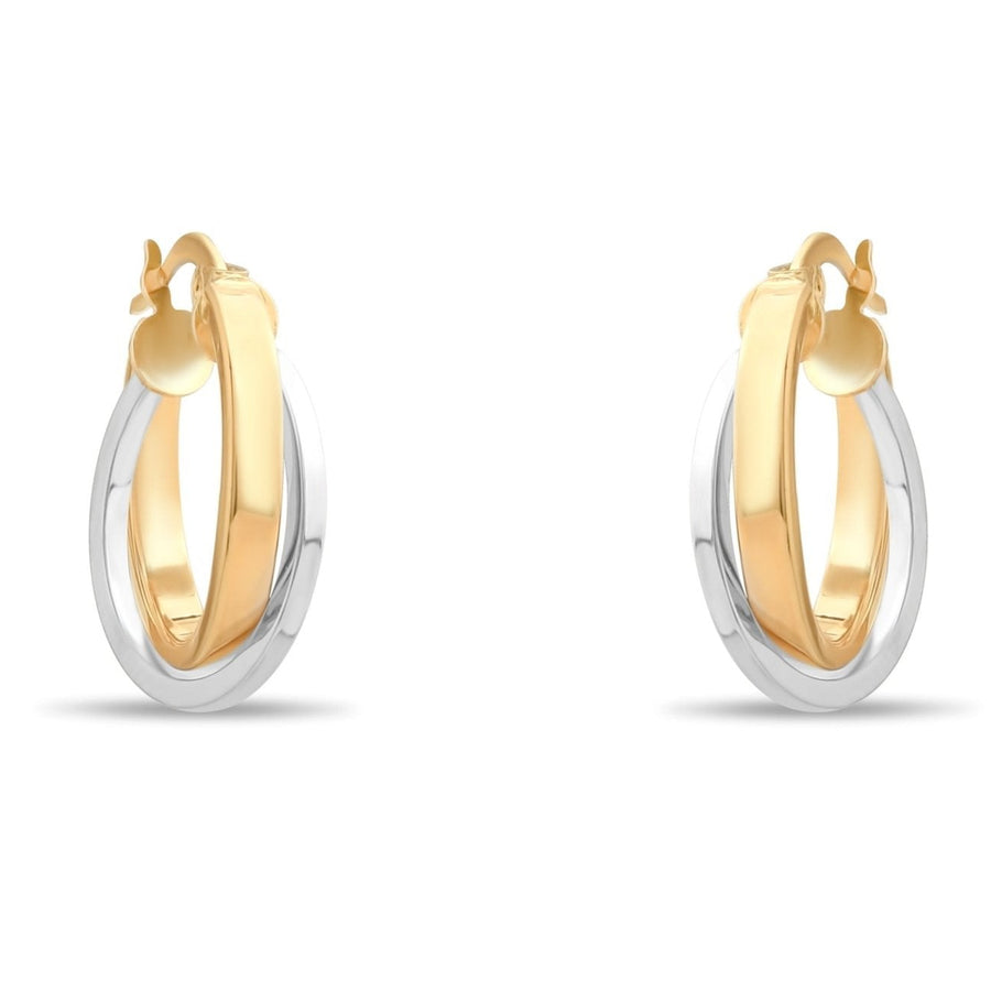 14ct Yellow and White Gold Intertwined Hoop Earrings – Elegant Two - Tone Jewellery for Women - Kolié
