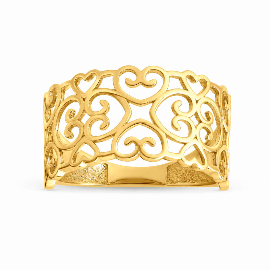 14ct Yellow Gold Celtic Inspired Openwork Heart Ring - Kolié Fine Jewellery