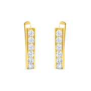 14ct Yellow Gold Channel Set Cubic Zirconia J - Hoop Earrings - Kolié Fine Jewellery