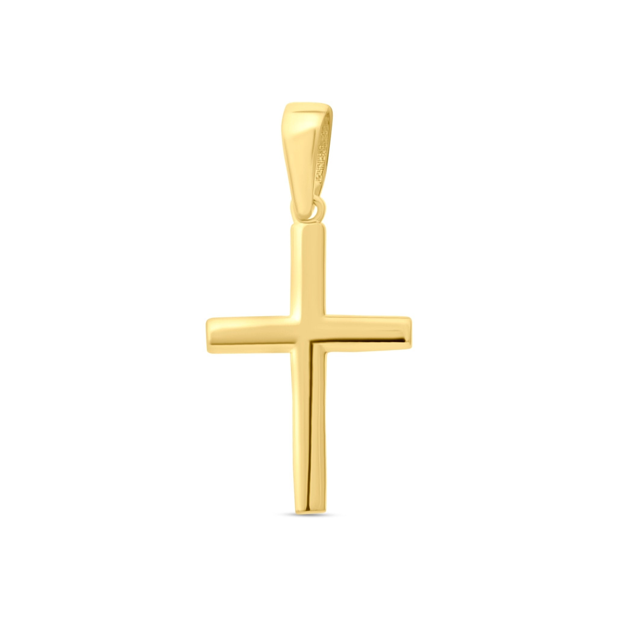 14ct Yellow Gold Classic Scooped Back Cross Pendant - Pendant Only - Kolié Fine Jewellery