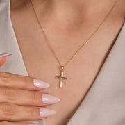 14ct Yellow Gold Classic Scooped Back Cross Pendant - Pendant Only - Kolié Fine Jewellery